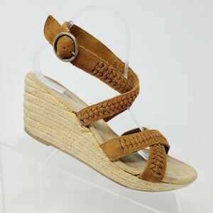Minnetonka Womens Brown Suede Sandal Wedges Espadrilles size 10 M Braided Boho